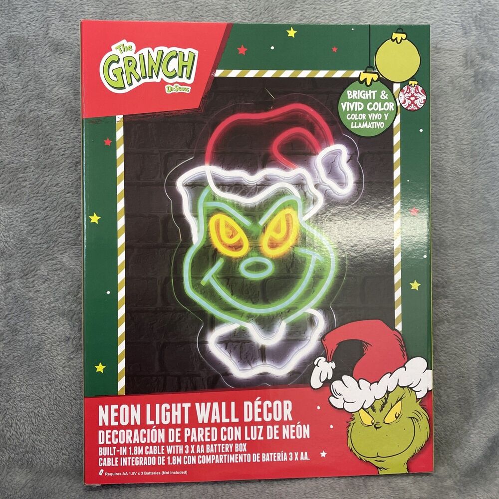 Dr Seuss The Grinch Who Stole Christmas 15" Neon Light Wall Decor